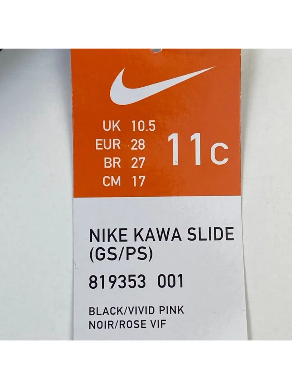 Girl's Youth Nike Kawa Slide (GS/PS) Slides Sandals Shoes 819353 001 size 11 New